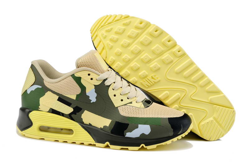 Nike Air Max 90 Chaussures Hommes Bandes Preenregistrees Vert Jaune